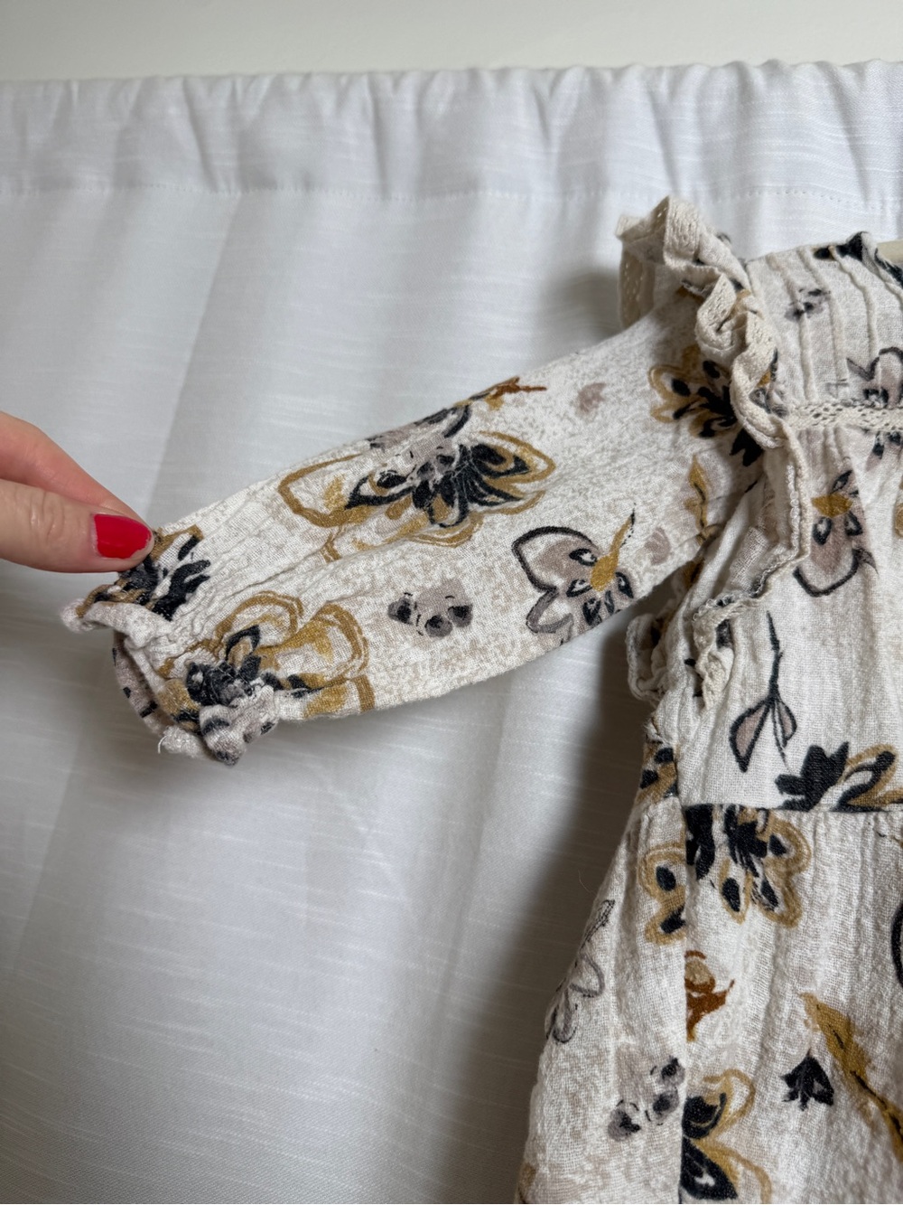 Jessica Simpson Baby Girl Floral Boho Dress Cream Mustard | Size 18M - Picture 10 of 11